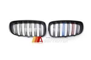 Gloss Black Dual Slat Front Grilles M Color fits 2014-2016 BMW F34 3-Series GT - Picture 1 of 4