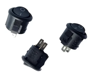 Paquete de 3 interruptores basculantes de encendido y apagado SPST 2 pines 16 mm redondos negros 250 VCA 3A coche barco 12 V - Imagen 1 de 7