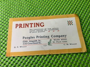 PRINTING PEOPLE DRUCKEREI (3x5")Vintage Karton Werbedruck 40’s - Bild 1 von 9