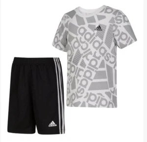 ADIDAS Little Boy's Tee Shirt & Shorts Outfit, 2-Piece Set - Picture 1 of 7