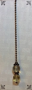 Handcrafted Antique Bronze Brown Transparent Tan Faceted Glass Cube Lamp Pull - Picture 1 of 4