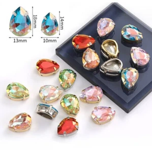 High-quality k9 Light color LA series Crystal Rhinestone Teardrop Sew On Stones - Picture 1 of 12