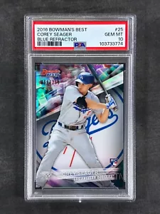 2016 Bowman's Best #25 Corey Seager Blue Refractor /250 Rookie RC PSA 10 Gem - Picture 1 of 2