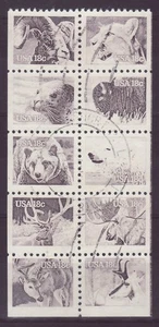 USA 1981 Freimarken Tiere Mi. 1470/79 Heftchenblatt gestempelt b539 - Picture 1 of 1