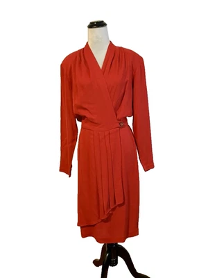 Hermoso Vestido Rojo Carole Vintage, Talla 10 Foto 1 de 4