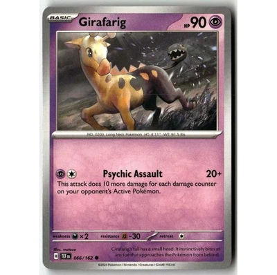 Girafarig 066/162 Sv05: Temporal Forces - Regular Common - Pokemon TCG Card  - Image 1 of 3