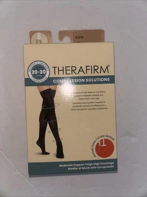 Medias Therafirm Gradiente Compresión Hasta el Muslo XL Arena Nuevas en Caja 20-30mmHg Foto 1 de 4