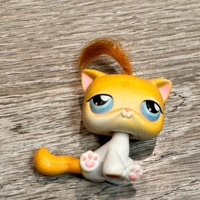 Figura de juguete Littlest Pet Shop #42 2004 LPS amarillo naranja gato atigrado ojos verdes Foto 1 de 4