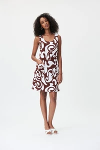Joseph Ribkoff Brown and White Paisley Dress Size UK 6 RRP £245.00 - Picture 1 of 5