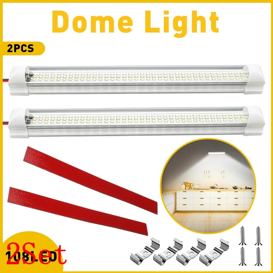 2/4X 108 LED luz interna barra tira carro van ônibus caravana interruptor liga/desliga barco 12V - Imagem 1 de 4