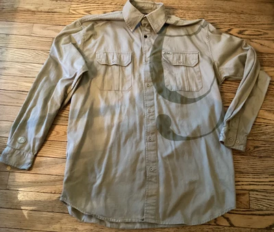 G UNIT бригада рубашка мужская L хаки длинным рукавом CottonDbl карман повседневный на пуговицах - Изображение 1 из 4