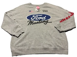 Ford Mustang gemütliches grafisches Sweatshirt – grau meliert Damen neu mit Etikett 1X - Bild 1 von 7