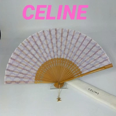 Ventilador Plegable CELINE Macadam con Dije Triunfo Longitud 38cm Púrpura Foto 1 de 4