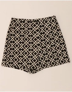 ZARA Womens Casual Shorts UK 8 Small W26 Black Geometric Polyester DI58 - Picture 1 of 3