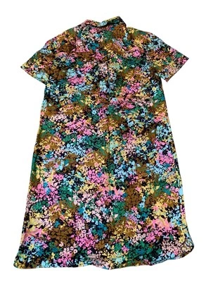 Vestido camisero colorido con cuello floral 100 % seda J.Crew usado en excelente estado para mujer talla 00 Foto 1 de 4