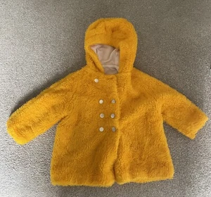 Vintage Geoffrey Savin children's 18 Months Yellow coat Faux Fur Style 1970's - Picture 1 of 5