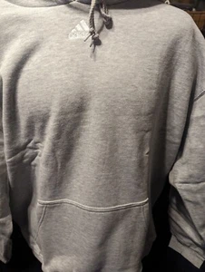 Adidas Team Fleece Hoodie Heather Grey White Large - Picture 1 of 24