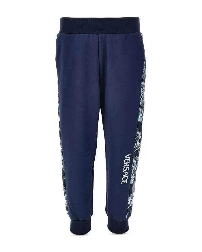 Pantalones deportivos Versace polar + logotipo estampado barroco Big Boy 10 azul marino/azul marino claro Foto 1 de 4