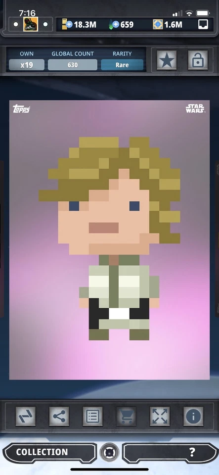 Topps Star Wars Digital Card Trader Purple 8-Bit Luke Skywalker Insert Award - Image 1 of 1