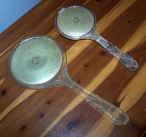 Vintage Kunststoff Lucite Bürste & Spiegel Waschtisch Set - Bild 1 von 11
