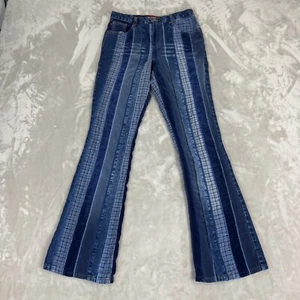 VTG Zana Di Jeans Girls 16 (25x29) Blue Patchwork Flared Festival Indie Y2K Boho - Picture 1 of 12