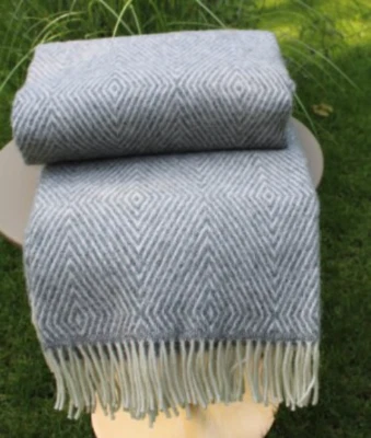 Manta de lana natural colcha 100% lana de oveja de Nueva Zelanda a cuadros fu... - Imagen 1 de 4