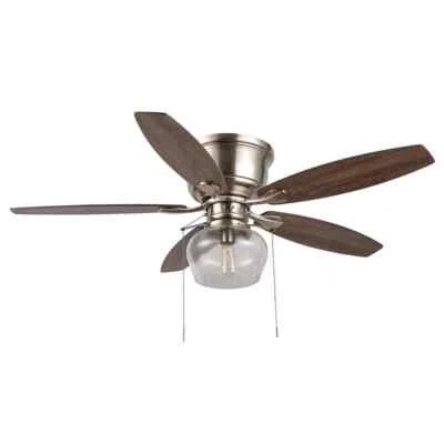Hampton Bay Stoneridge 52  LED Indoor/Outdoor Brushed Nickel Hugger Ceiling Fan - Image 1 of 2