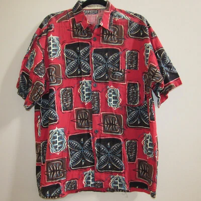 Camisa de surfista vintage años 90 Quiksilver cuello lazo roja estampado tribal para hombre talla mediana Foto 1 de 4