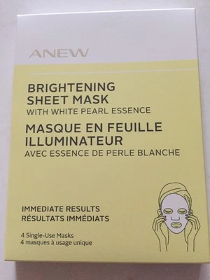 Avon Anew Brightening Sheet Mask with White Pearl Essence 4-pk New in box - Image 1 of 3