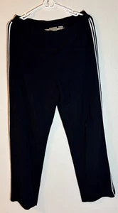 Chico's Size 2 Stretch Straight Black Short Exercise Travel Pants Side Stripe - Picture 1 of 6