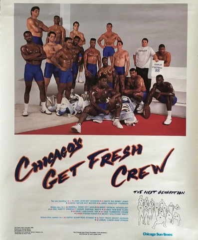 Vintage Chicago Bears Poster "GET FRESH CREW" 1988 Original Litho RARE NICE! Cover