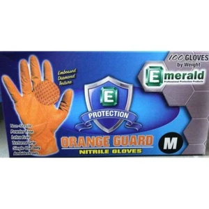 Smaragd Orange Guard Grip Nitril Prüfungshandschuhe pulverfrei latexfrei 7 mil - Bild 1 von 4