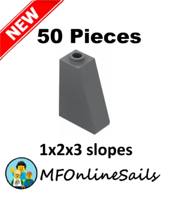 50 Genuine LEGO 2x1x3 Slopes - Dark Bluish Gray - Piece # 4460b - Bulk - Image 1 of 4