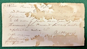 1816 R. Harris Signed (Harrisburg PA) Note Watermarked w Rare Embossed Revenue - Picture 1 of 2