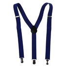 Adult Adjustable Metal Clamp Elastic Suspenders Braces Dark Y3R83662