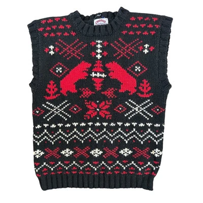 Vintage Cambridge Dry Goods Company Wool Cabincore Cozy Vest Women's L Bears  - Image 1 of 4