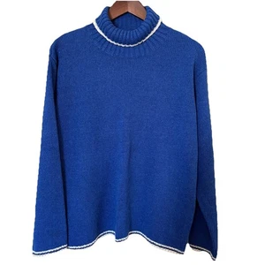 Jones New York Sport Linen Blend Blue Turtleneck Long Sleeve Sweater Size Large - Picture 1 of 12