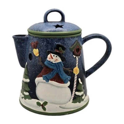 Yankee Candle Vintage Snowman Tealight Wax Warmer Teapot RETIRED - Image 1 of 4