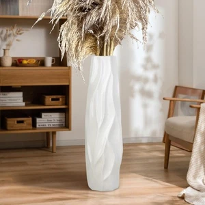Large Floor Ceramic Tall Vase 28 Inches,White Modern Flower Tall Vases for Of... - Picture 1 of 9