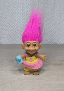 GARTENMÄDCHEN / GÄRTNER - 5" Russ Troll Puppe - rosa Haare  - Bild 1 von 11