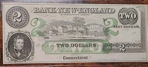 CH-GEM UNC. 1844 $2 BANK OF NEW ENGLAND GODSPEED LANDING - CONNECTICUT - Picture 1 of 2