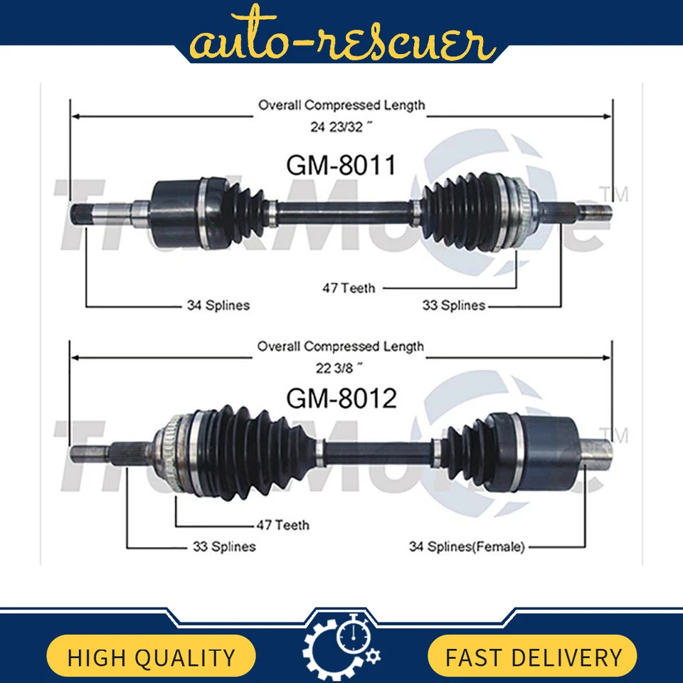 For Saturn SC1 SC2 SL SL1 FWD 1994-02 Pair of Front CV Axle Shafts SurTrack Set - Image 1 of 3