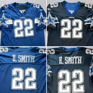 Vintage Reebok Dallas Cowboys Emmitt Smith Reversible Jersey Blue Black Size 52 - Picture 1 of 15