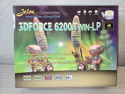 NEW Jaton NVIDIA 3D FORCE 6200  Twin-LP 256MB DDR AGP VGA DVI TV Out Video Card. - Image 1 of 4