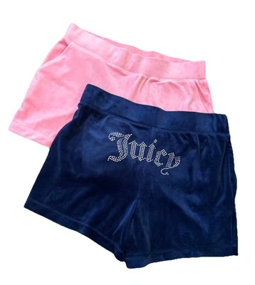 JUICY COUTURE-Set Of 2 Big Bling Velour Track Shorts MSRP $79 Ea. Medium 8-10 - Image 1 of 4