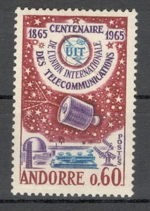 ANDORRA FRANCIA - SELLO MNH - TELECOMUNICACIONES - Mi.No. 193 - 1965. - Imagen 1 de 2
