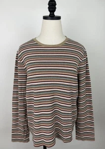 Camiseta vintage a rayas para mujer grande tono tierra acanalada camiseta manga larga - Imagen 1 de 12