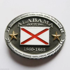 Alabama AL State Flag Western Metal Belt Buckle - Picture 1 of 2