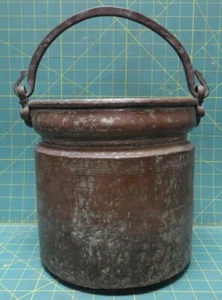 US Colonial Era Copper Pot Stitched Bottom Cramp Seam Antique Hammered 1700s - Picture 1 of 9
