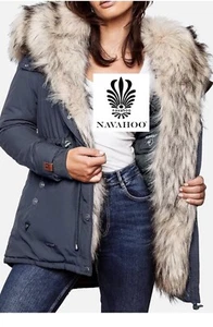 Navahoo SWEETY blau 2-in-1 Jacke gesteppt Parka Mantel Teddy Kunstfell UK VERKÄUFER - Bild 1 von 13